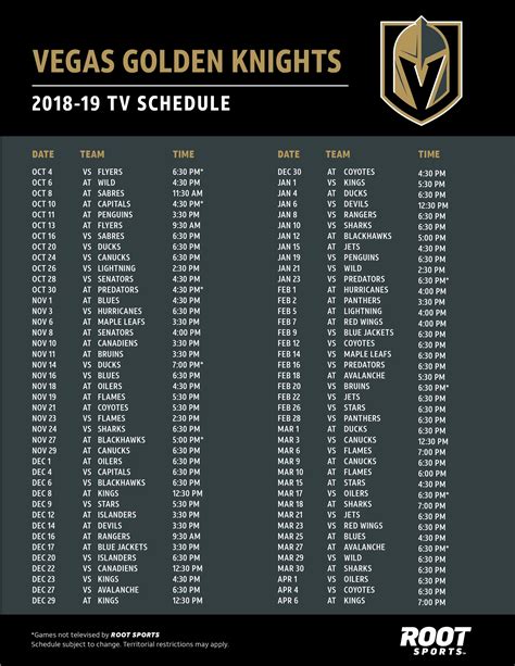lv golden knights tv schedule